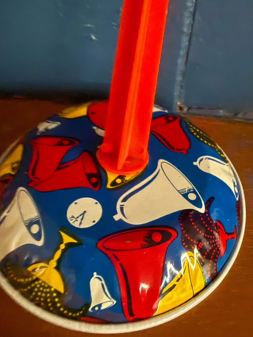 1950s Tin and Plastic Litho Party Noisemakers Bell Set of 3 MCM